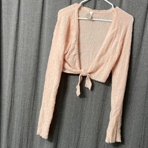 Danskin Soft Pink Tie-Front Crop Top